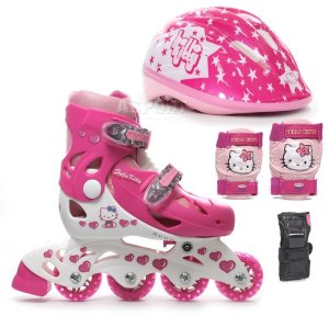Rolki regulowane + kask + zestaw ochraniaczy Hello Kitty 1