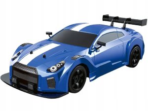 DUŻY Samochód Do Driftu Auto RC Drift 1:16 2,4 GHz PARA DYM 4WD Niebieski Nissan GTR LED 2