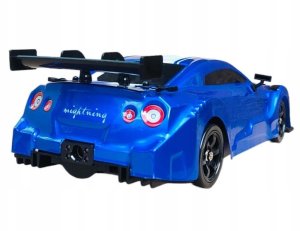 DUŻY Samochód Do Driftu Auto RC Drift 1:16 2,4 GHz PARA DYM 4WD Niebieski Nissan GTR LED 4
