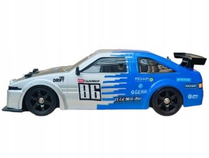 DUŻY Samochód Do Driftu Auto RC Drift 1:16 2,4 GHz PARA DYM Srebrna Toyota 4WD LED 3