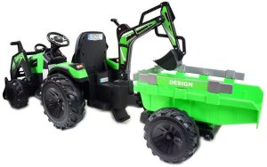 MEGA TRAKTOR Z ŁADOWARKĄ,KOPARKĄ, PRZYCZEPĄ 24 V SUPER-MOC OLBRZYMI 12