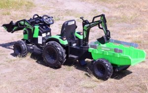 MEGA TRAKTOR Z ŁADOWARKĄ,KOPARKĄ, PRZYCZEPĄ 24 V SUPER-MOC OLBRZYMI 10