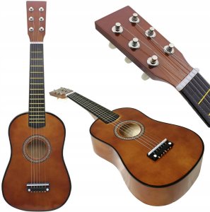 GITARA DREWNIANA AKUSTYCZNA 6 STRUNOWA DLA DZIECI COFFEE 60 CM 1