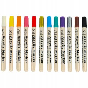 Markery akrylowe do tkanin kamieni pisaki flamastry mazaki wodoodporne DIY 12 szt. 3