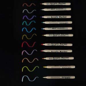 Markery akrylowe do tkanin kamieni pisaki flamastry mazaki wodoodporne DIY 12 szt. 8