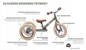 Pierwszy rowerek trójkołowy dziecięcy biegowy 2w1 kremowy matowy Trybike 7