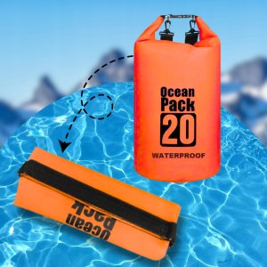 WOREK WODOODPORNY WODOSZCZELNY KAJAK TORBA PLECAK TURYSTYCZNY 20L POMARAŃCZOWY 2