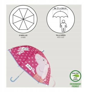 PARASOL PRZECIWDESZCZOWY DLA DZIECI PEPPA PIG ŚWINKA PEPPA 6