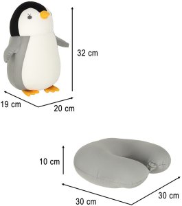 Poduszka podróżna 2w1 rogal pod kark do samochodu samolotu maskotka pingwin 15