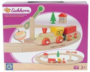 EICHHORN 2109 KOLEJKA DREWNIANA 22 ELEMENTY 1