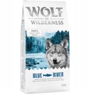 Sucha karma Wolf of Wilderness Adult Blue River, łosoś 12 kg 2