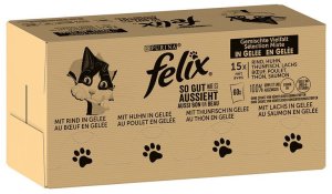 Karma Felix Fantastic w galarecie Wołowina Łosoś Kurczak Tuńczyk 120 x 85g 1