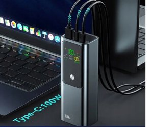 POWERBANK 100W 20000mAh AMPER i WOLTOMIERZ 2x KABEL SUPER SZYBKIE ŁADOWANIE 5