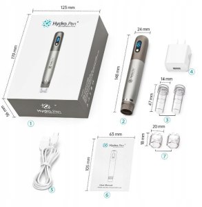 Dermapen Hydra Pen do mezoterapii - Zestaw z 2 wymiennymi kartridżami 2