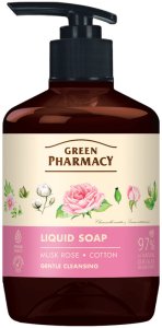 Green Pharmacy Kremowe mydło w płynie Róża piżmowa i bawełna 460ml 1