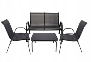 Zestaw Mebli Ogrodowych FIESTA - Stół i 4 Krzesła Metalowe Czarny 5