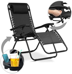 Leżak ogrodowy składany z poduszką Sofotel ChillWell czarny 5