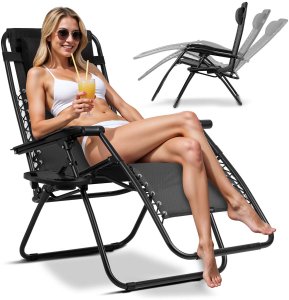 Leżak ogrodowy składany z poduszką Sofotel ChillWell czarny 9