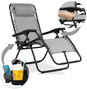 Leżak ogrodowy składany z poduszką Sofotel ChillWell szary 4