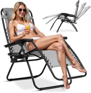 Leżak ogrodowy składany z poduszką Sofotel ChillWell szary 6