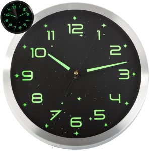 Zegar ścienny fluorescencyjny duży cichy świecące cyfry gwiazdki 30cm 1