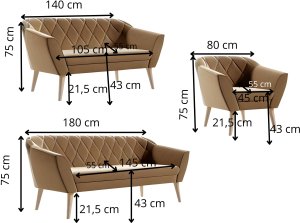 Zestaw Skandynawski , komplet wypoczynkowy DIANA 3+2+1 sawana 21 3
