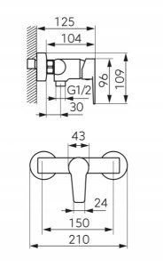 RITTO bateria natryskowa, bez zestawu 2