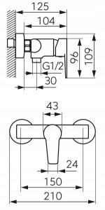 RITTO bateria natryskowa, bez zestawu 3