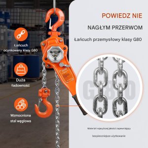 Wciągarka wyciągarka łańcuchowa ręczna 250 kg 2,8 m 3