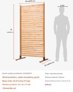 Vevor Drewniany Parawan 91x187 cm do Ogrodu 2