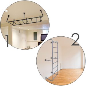 Drabinka gimnastyczna sufitowa SLIM szara | metalowa | 200x40 cm | 100 kg 3