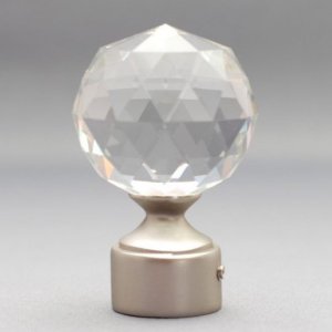 CURTAIN ROD FINIALS CRYSTAL SILVER D19 1
