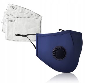 KOMPLET GRANATOWA Maska+ 3x FILTR PM 2.5 1