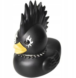 Kaczka KĄPIELOWA GOTHIC duck HEAVY METAL Irokez Czarna do WANNY PREZENT 1