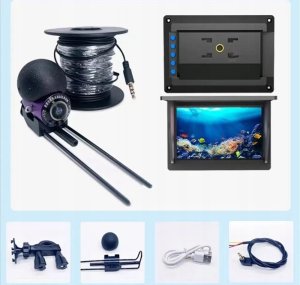 KAMERA PODWODNA Sonda WĘDKARSKA RYBACKA NURKÓW Poszukiwawcza IPS 4.3" 20m 8