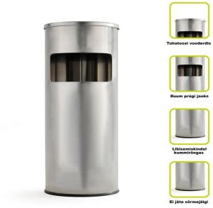 ROUND TRASH BIN WITH ASHTRAY T-Y0617S 1