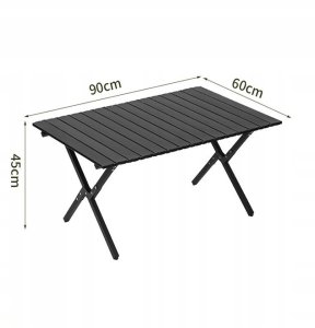ITIMPORT Stół OGRODOWY 60x90cm MOCNY ODPORNY Kempingowy TORBA MOCNY STABILNY CZARNY 2