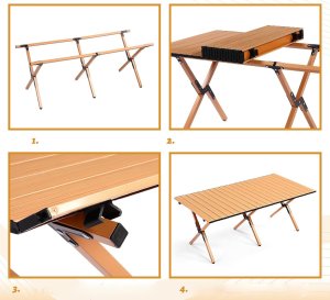 ITIMPORT Stół OGRODOWY 60x90cm MOCNY ODPORNY Kempingowy TORBA MOCNY STABILNY CZARNY 6