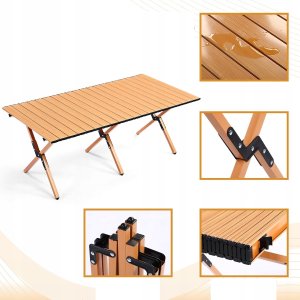 ITIMPORT Stół OGRODOWY 60x90cm MOCNY ODPORNY Kempingowy TORBA MOCNY STABILNY CZARNY 7