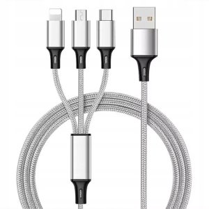 Kabel USB ITIMPORT USB-A - USB-C + microUSB + Lightning 1.2 m Biały 2