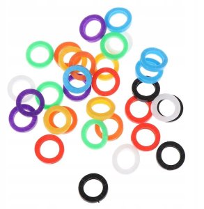 Nakładki KLUCZE Okrągłe KÓŁKA KOMPLET Identyfikatory ETYKIETY Silikon 32szt 3