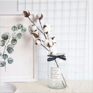 ITIMPORT Roślina BAWEŁNA Gałązka PIĘKNA OZDOBA 1szt RESTAURACJA SALON 53cm 3