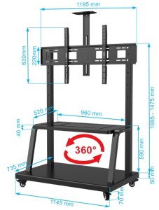 Stojak na Monitor Interaktywny lub Telewizor 60-120 cali 120kg KART-721 4