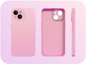 Etui do Apple iPhone 14 (Do Magsafe, Osłona Kamery, Różowe, Case)   Szkło 4