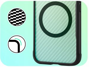 Hello Case Etui Pancerne do Apple iPhone 16 Plus (Do Magsafe, Karbon, Czarne) Szkło 2