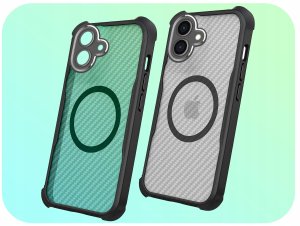 Hello Case Etui Pancerne do Apple iPhone 16 Plus (Do Magsafe, Karbon, Czarne) Szkło 3