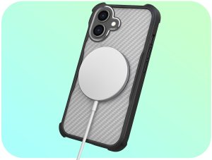 Hello Case Etui Pancerne do Apple iPhone 16 Plus (Do Magsafe, Karbon, Czarne) Szkło 4