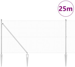 vidaXL Ogrodzenie z drutu węża z 13 słupkami mocującymi 1,4x25 m ze stali ocynkowanej 3