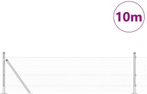 vidaXL Ogrodzenie z drutu spawanego z 7 słupkami z flanszami 0,4x10 m ze stali ocynkowanej 3