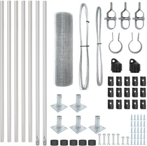 vidaXL Ogrodzenie z drutu spawanego z 7 słupkami z flanszami 0,4x10 m ze stali ocynkowanej 5